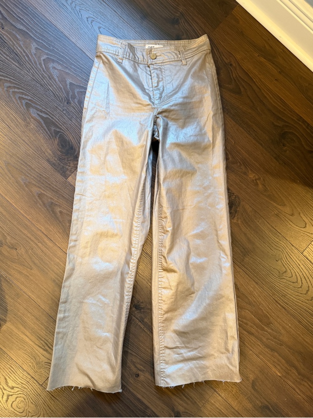 OAT New York Pants Women’s Silver High Rise Wide Leg Stretch size 2/26